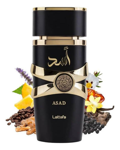 Perfume Asad Preto Lattafa, fragrância árabe masculina intensa e amadeirada, com entrega rápida no Brasil